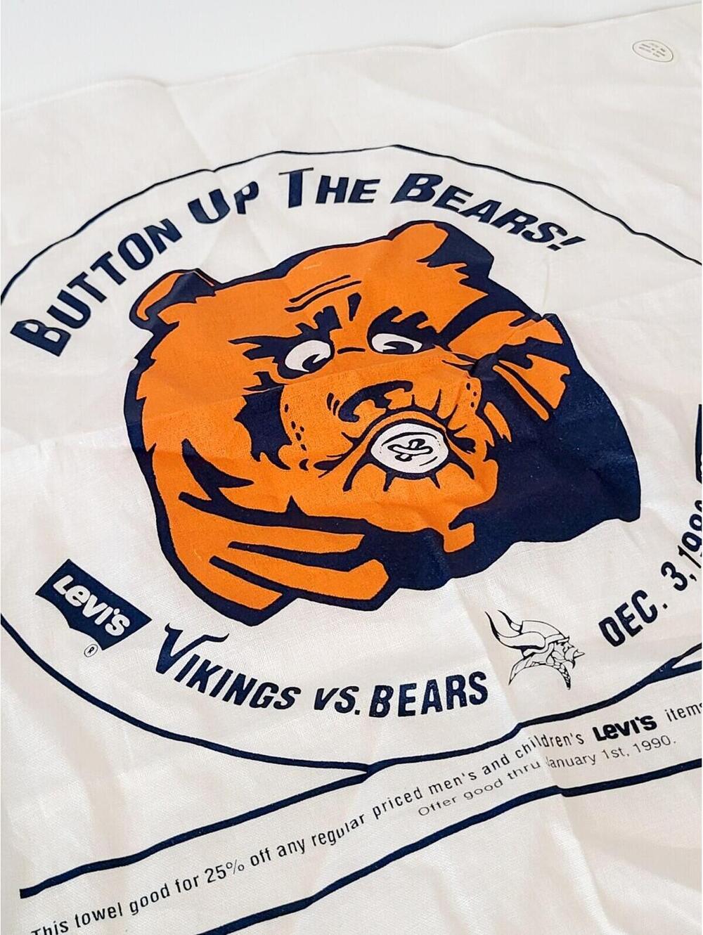 Vintage 1989 Vikings Button Up The BEARS Bandana Levis JC Penney NFL Memorabilia